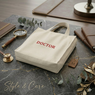 Custom Doctor Text Embroidered Tote Bag