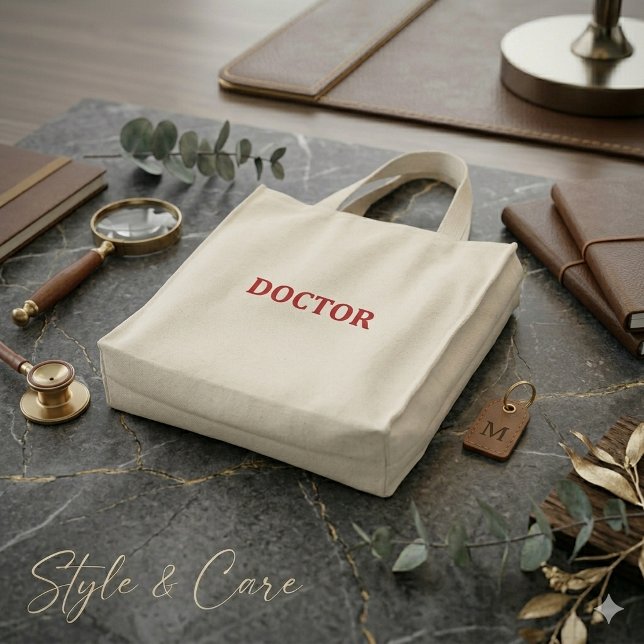 Custom Doctor Text Embroidered Tote Bag (Custom Doctor Text Embroidered Tote Bag)