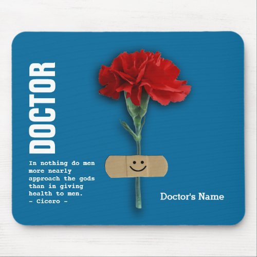 Custom Doctors Name Red Carnation Gift  Mouse Pad