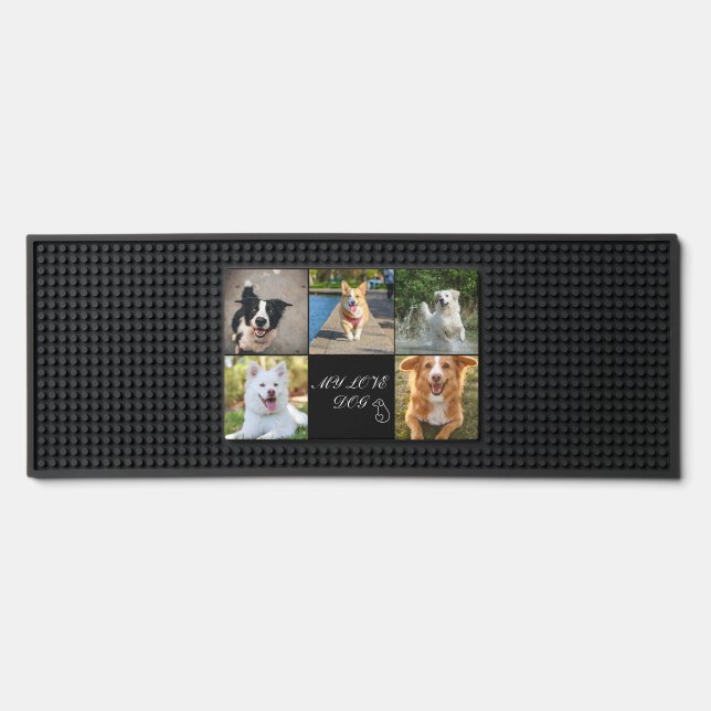Custom Dog 5 Photo  Pet Lover Gift Bar Mat (Front)