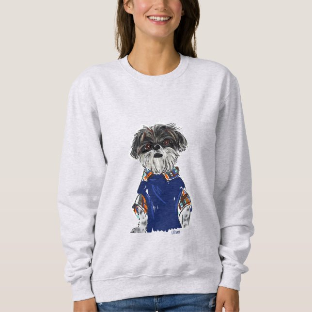 CUSTOM DOG ANIMAL SHIHTZU ADD YOUR OWN CUTE FALL  SWEATSHIRT (Front)