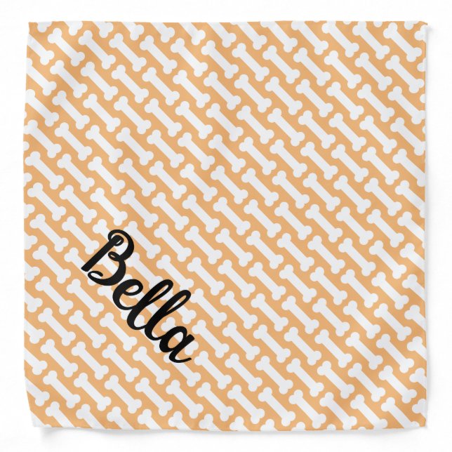 Custom dog bandana with pet name and bone pattern (Front)