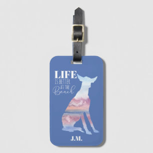 Custom Dog Beach Scene Luggage Tag