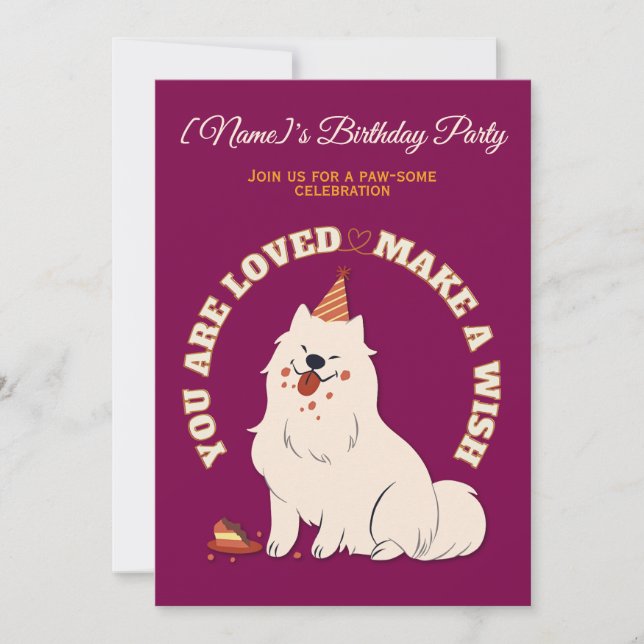 Custom Dog Birthday Party Invite Make A Wish (Front)