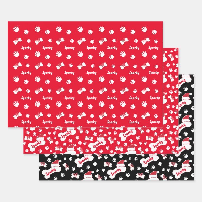 Custom Dog Bone Wrapping Paper Sheets (Set)