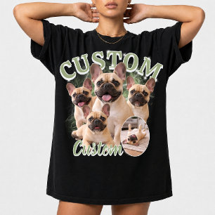 Custom Dog Bootleg Photo Collage, Vintage Dog cats T-Shirt