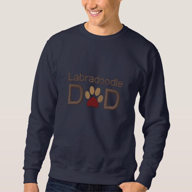 Custom Dog Breed Labradoodle Dad with Paw Embroidered Sweatshirt (Front)