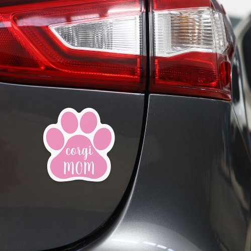 Custom Dog Breed Mom Pawprint Car Magnet
