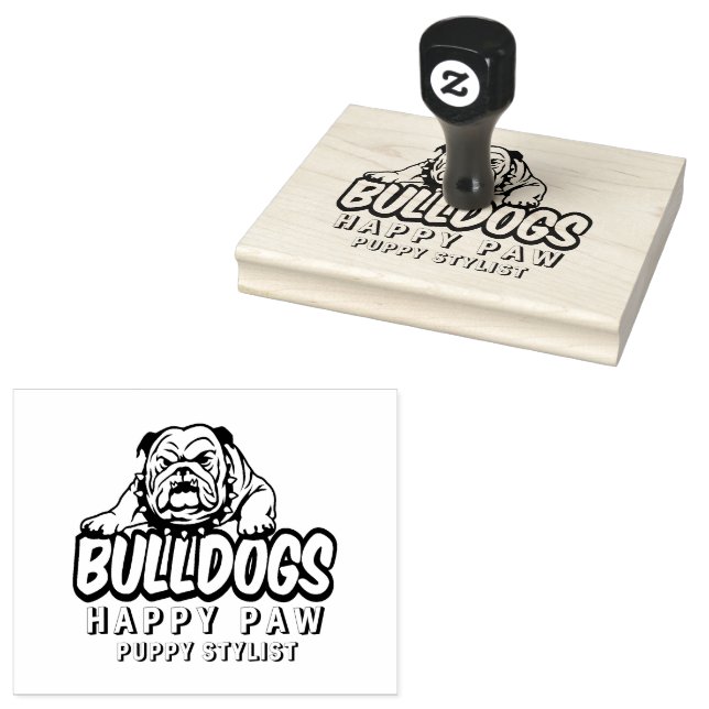  Custom Dog Bulldog  Portrait Stamp,happy paw Rubber Stamp (Stamped)
