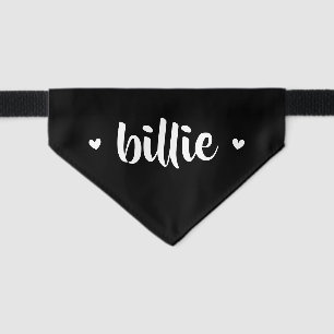 Custom dog cat pet name and hearts black bandana collar