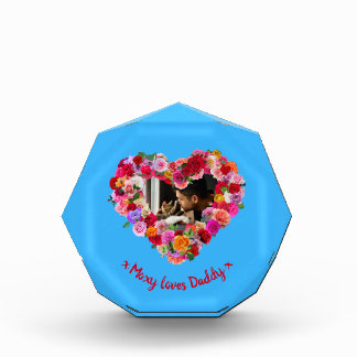 Custom Dog, Cat, Pet Photo Father's Day Rose Heart Acrylic Award