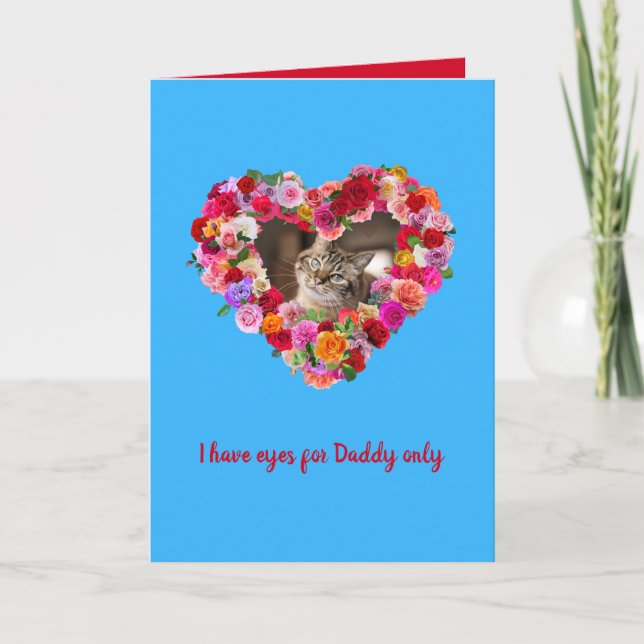 Custom Dog, Cat, Pet Photo Father's Day Rose Heart Card (Front)