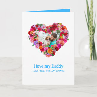 Custom Dog, Cat, Pet Photo Father's Day Rose Heart Card