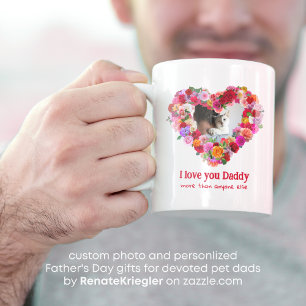 Custom Dog, Cat, Pet Photo Father's Day Rose Heart Giant Coffee Mug