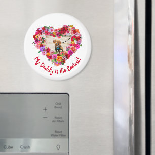 Custom Dog, Cat, Pet Photo Father's Day Rose Heart Magnet