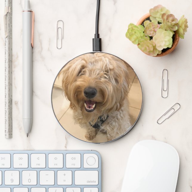 Custom dog cat pet photo picture personalized  wireless charger  (Desk)