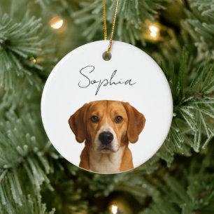 Custom Dog Christmas Personalized Pet Photo Ceramic Ornament