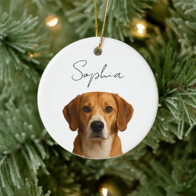 Custom Dog Christmas | Personalized Pet Photo  Ceramic Ornament (Tree)