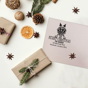 Custom Dog Christmas Return Address Rubber Stamp