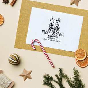 Custom Dog Christmas Return Address Rubber Stamp
