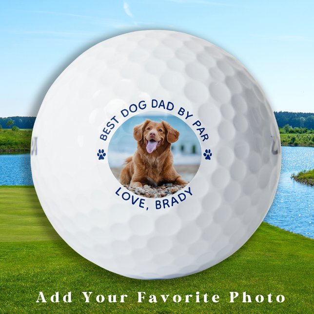 Custom Dog Dad Modern Pet Photo Personalized Golf Balls (Creator Uploaded)