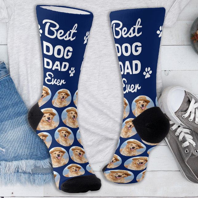 Custom DOG DAD Personalized Fun Pattern Pet Photo Socks (Creator Uploaded)
