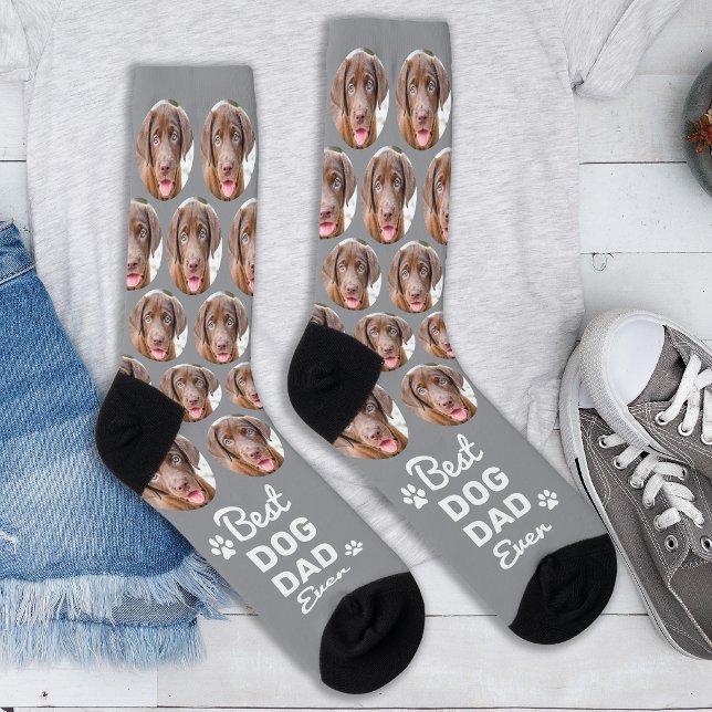 Custom DOG DAD Personalized Paw Print Pet Photo  Socks (Creator Uploaded)