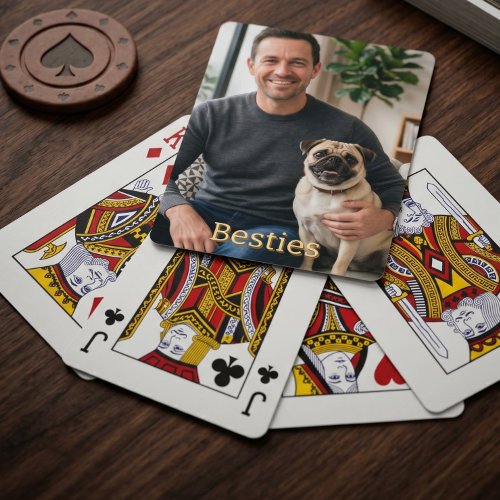 Custom Dog Dad Photo Fathers Day Playing Cards