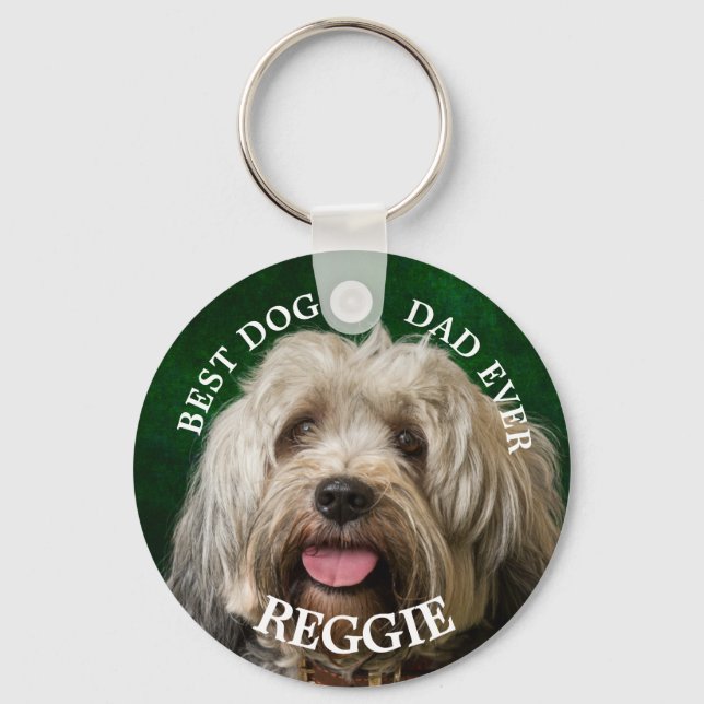 Custom Dog Dad Tibetan Terrier Keychain (Front)