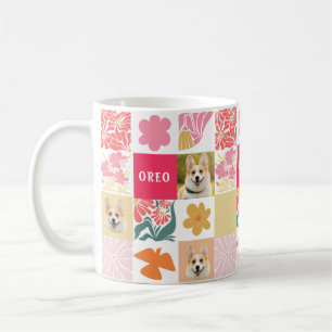 Custom Dog Face Floral Pink Mug 
