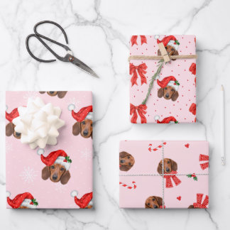 Custom Dog Face Photo Santa Hat Christmas Print Wrapping Paper Sheets