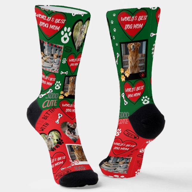 Custom Dog Face Socks, Personalized Dog Photo Socks (Angled)