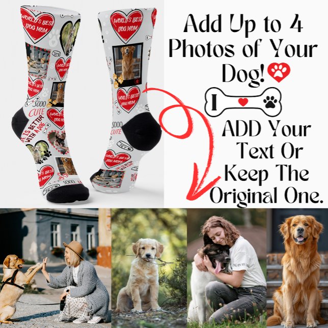 Custom Dog Face Socks, Personalized Dog Photo Socks (World's Best Dog Mom SOCKS, DOG LOVER SOCKS)
