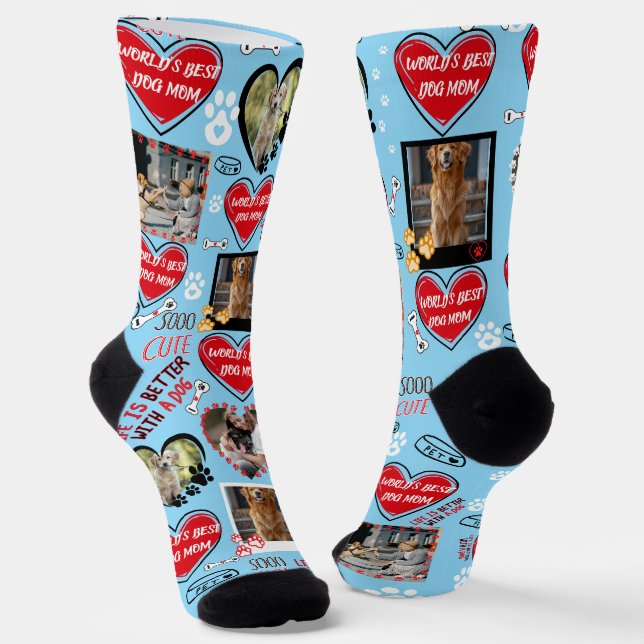 Custom Dog Face Socks, Personalized Dog Photo Socks (Angled)