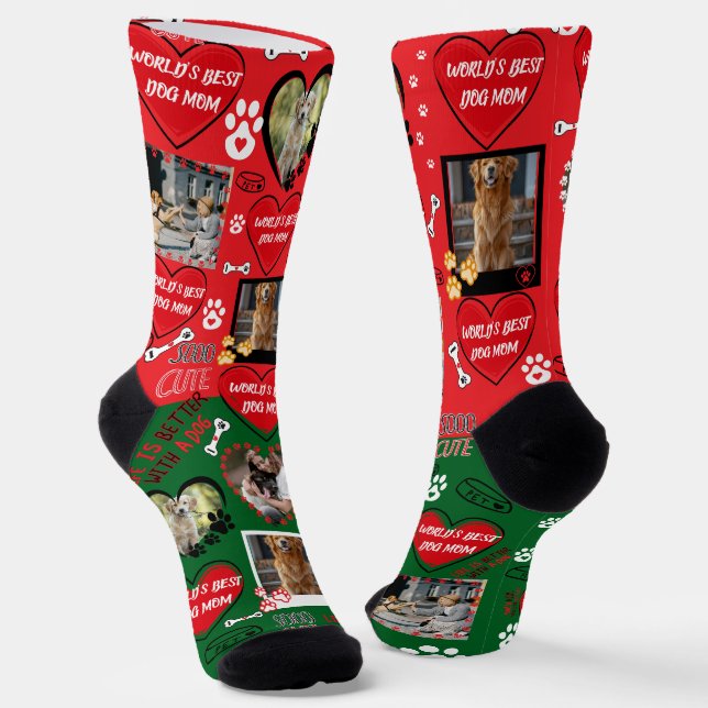 Custom Dog Face Socks, Personalized Dog Photo Socks (Angled)