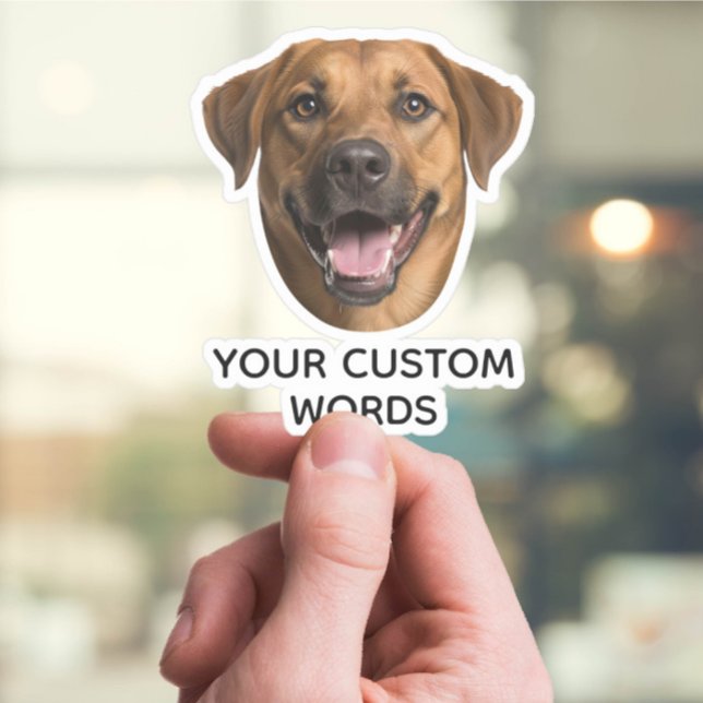 Custom Dog Face with Personalized Photo & Text Sticker (Creator Uploaded)