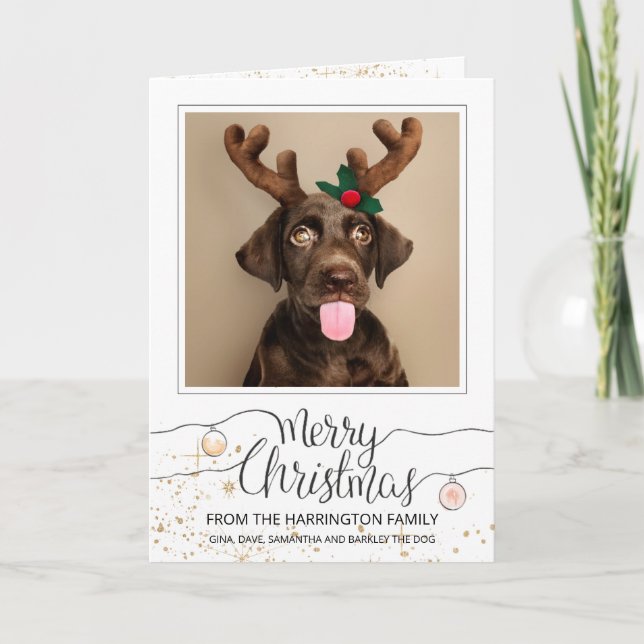 Custom Dog In Antlers Photo Christmas Holiday (Front)