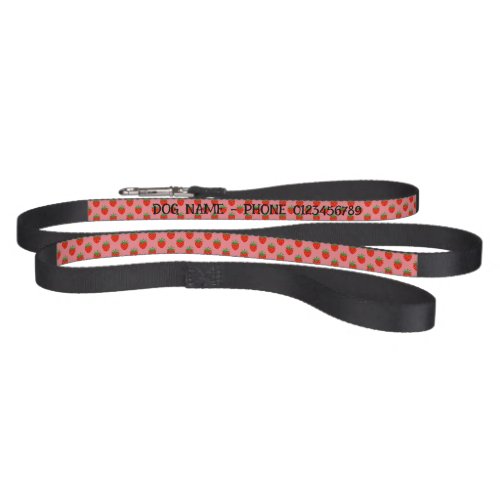 Custom dog leash with cute red strawberry pattern