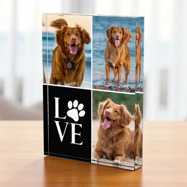 Custom Dog Lover Name Photo 3 Collage Photo Block (Creator Uploaded)