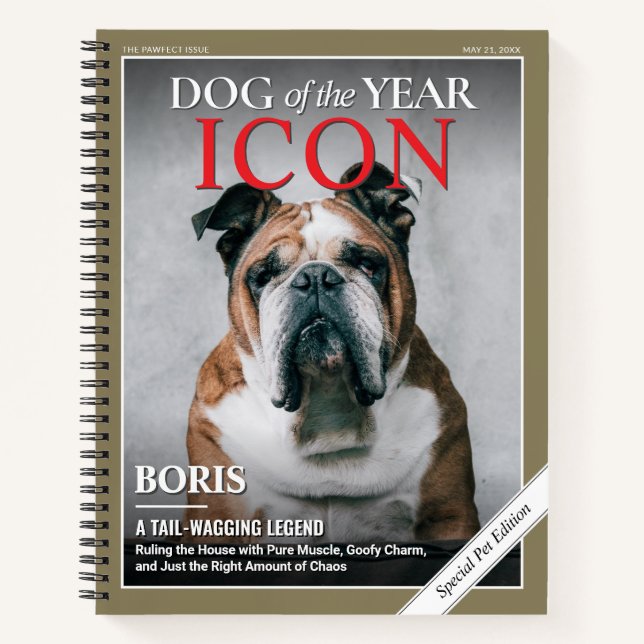 Custom Dog Magazine Cover Notebook, Pet Magazine Notebook (Front)