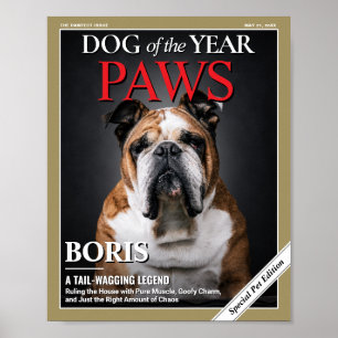 Custom Dog Magazine Cover Template Pet Portrait Poster