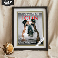 Custom Dog Magazine Cover Template Pet Portrait