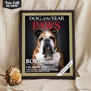 Custom Dog Magazine Cover Template Pet Portrait  Poster