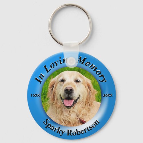 Custom Dog Memorial Blue Keychain