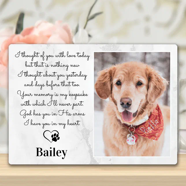 Custom Dog Memorial Gift Pet Loss Sympathy Poem Plaque | Zazzle