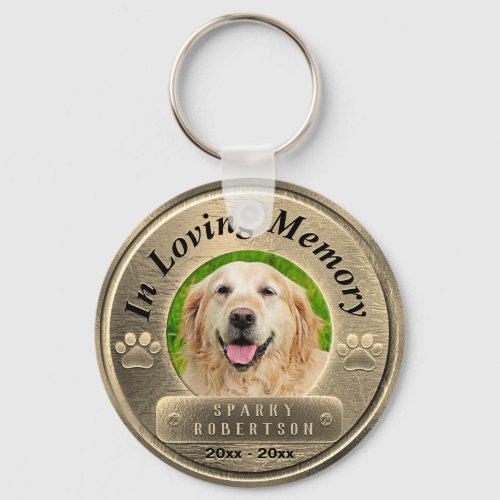 Custom Dog Memorial Gold Keychain