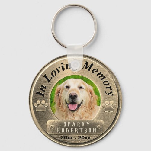 Custom Dog Memorial Gold Keychain