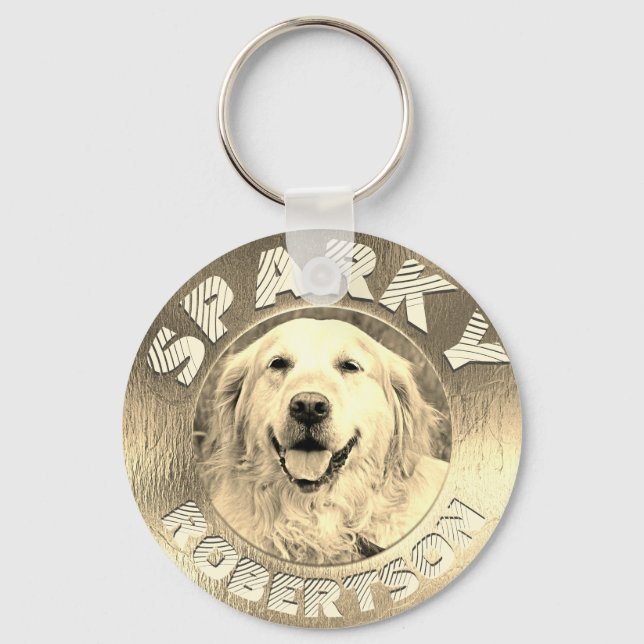 Custom Dog Memorial Gold Keychain (Front)