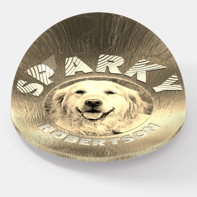 Custom Dog Memorial Gold  Paperweight (Angled)