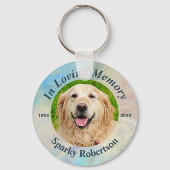 Custom Dog Memorial Opal Colored Keychain by MemorialGiftShop at Zazzle